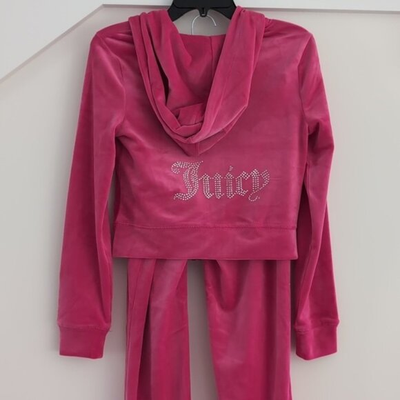 Juicy Couture OG Bling Velour Hoodie Pant Set Tracksuit Sweatpant Sweatshirt Y2k - Picture 4 of 6